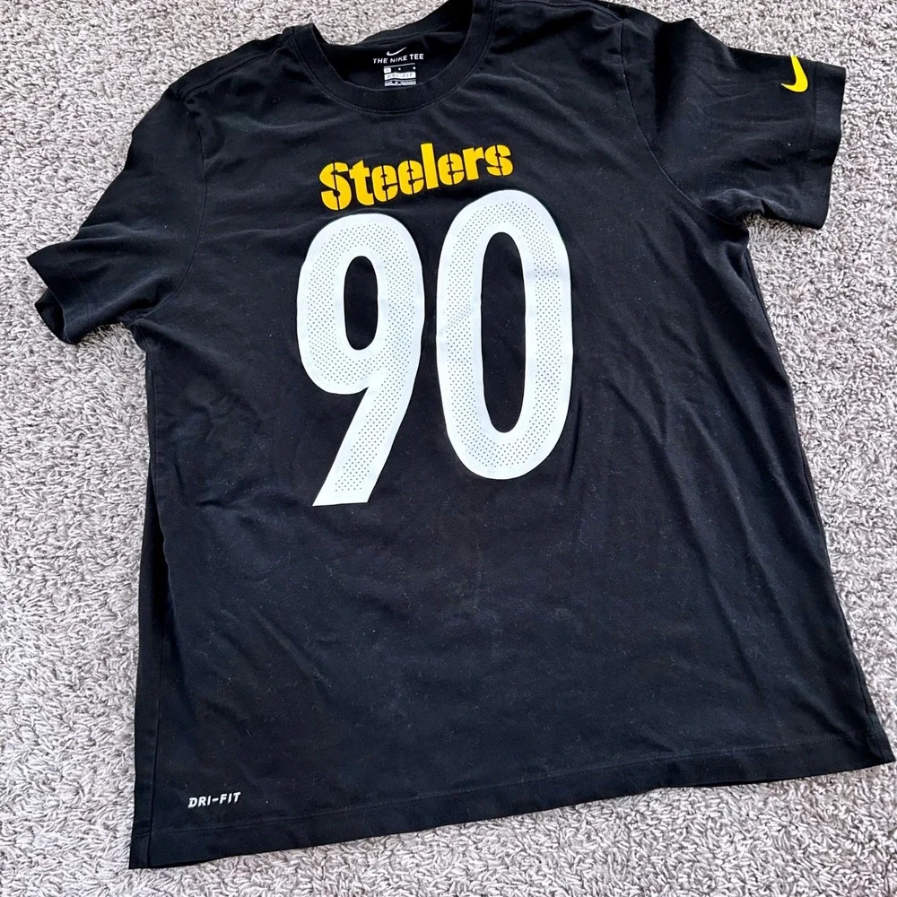 Nike Pittsburgh‎ Steelers TJ Watt 90 Dri-FIT Black T-Shirt Mens Large
